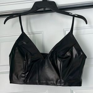 Cropped leather top